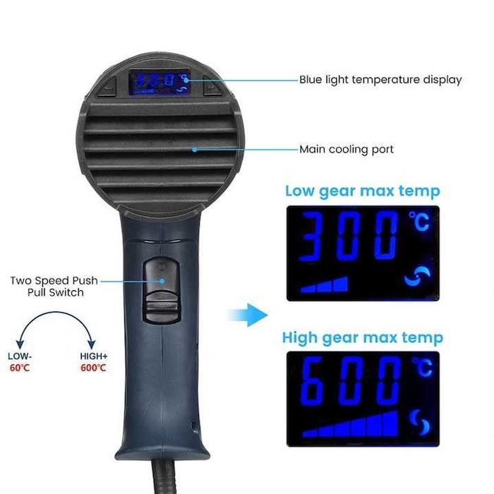 Пистолет с горещ (топъл) въздух, 2000W, регулируема температура