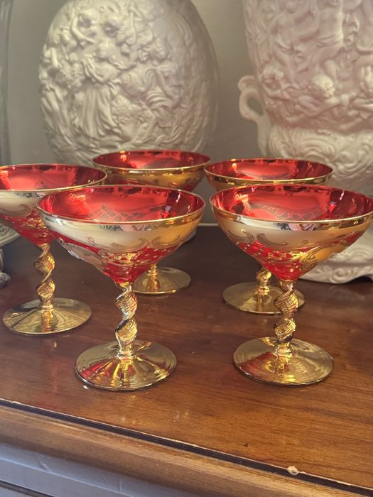 Set  cupe Murano  aurit 24tk