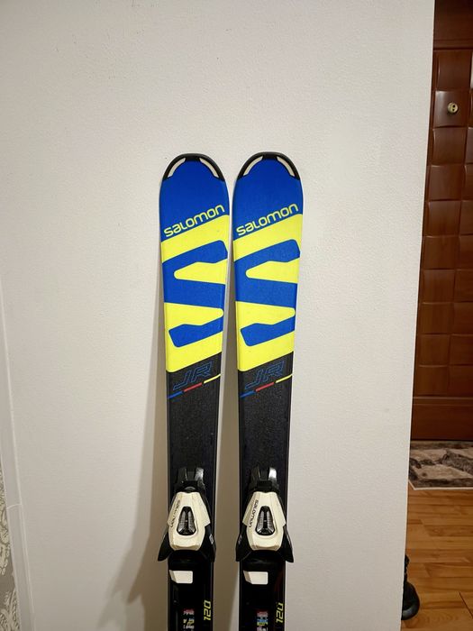 Schiuri copii 120 cm salomon cu clapari skiuri set