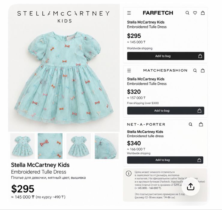 Платье на малышку StellaMcCartney Kids