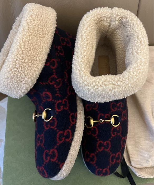 Ghete Gucci wool GG horse bit,interior 100% shearling,produs original.