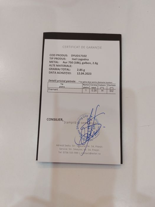 Vând inel logodna cu diamant  Teilor , deosebit