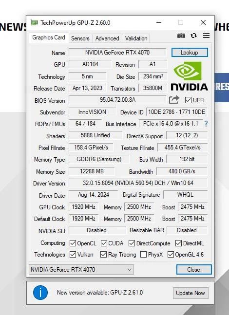 Видеокарта RTX 4070 12GB