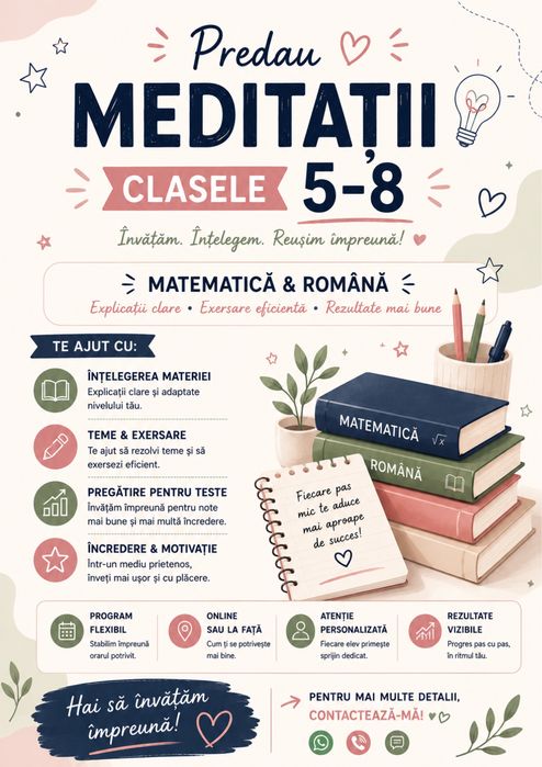 Ofer meditații de matematică și limba română!