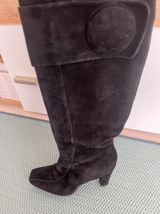 Vand cizme lungi negre elegante din piele intoarsa nr. 35