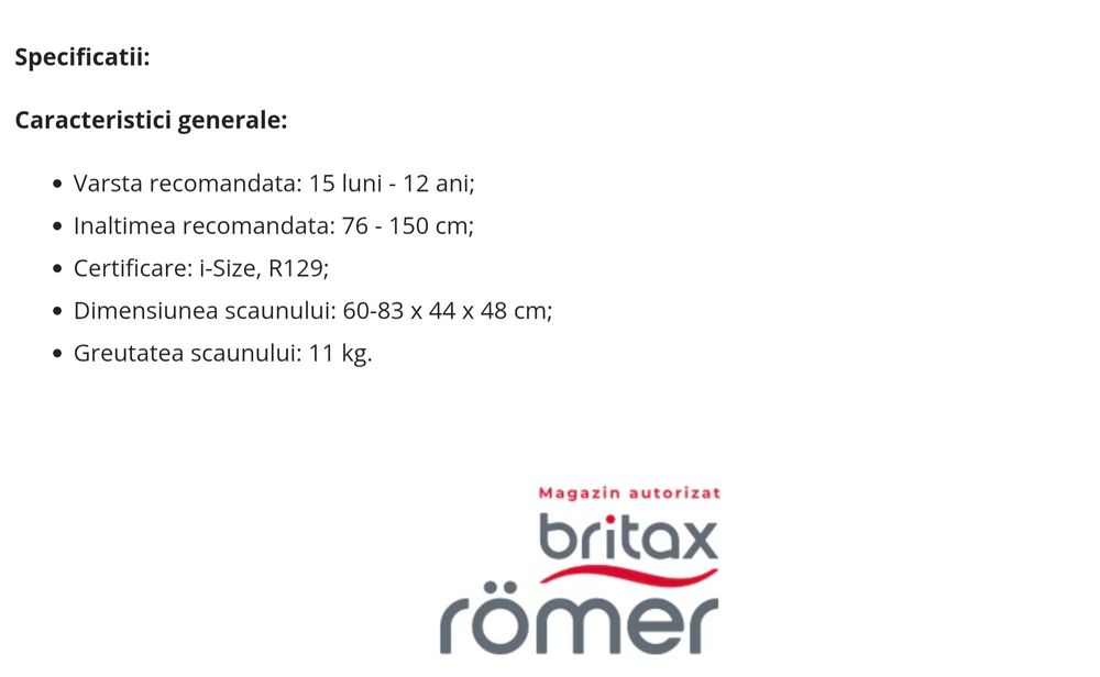 Scaun auto pentru copii Britax Romer, Evolvafix, Midnight Grey, 15 luni-12 ani, 76-150 cm, 36 kg