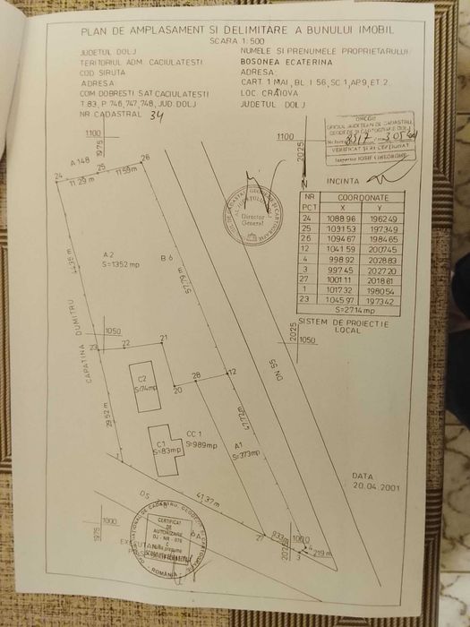 Teren intravilan Dobresti deschidere 41 ml, casă+anexă, drum principal