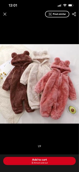 Combinezon hainuta ursulet copii 3-6 luni marimea 66 cm sigilat