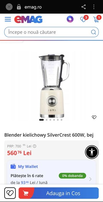 Blender kielichowy SilverCrest 600W, bej