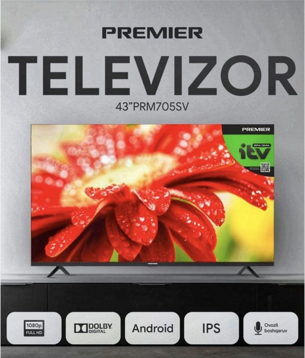 Telvizr Premier 43PRM705SV Full HD Android Tv. Для дома.