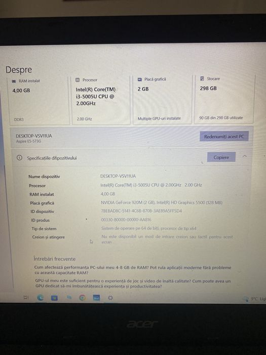 Vand/ schimb Laptop Acer