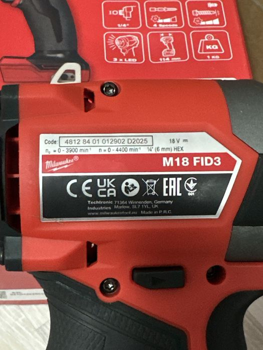 Filetantă milwaukee cu impact M18 FID3 pentru biți , fabricație 2025