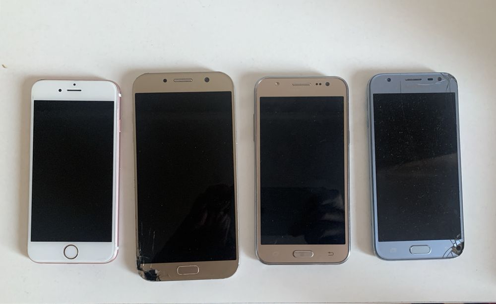 4 телефона, Iphone 6s и 3 Samsung