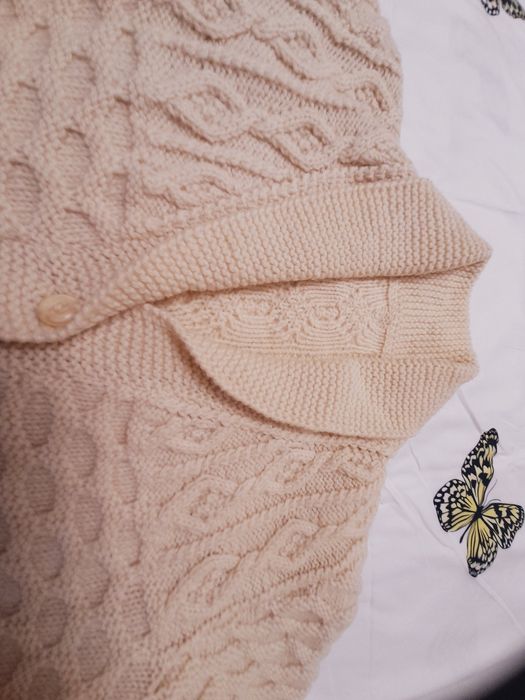 Pulover din lână, bărbătesc, tricotat manual, cu guler șal