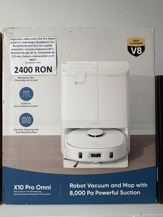 Aspirator robot eufy X10 Pro Omni 8000 Pa tehnologie MopMaster si statie de golire automata nou