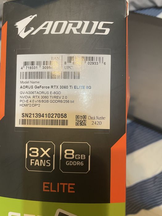 Aorus RTX 3060 ti elite 8Gb