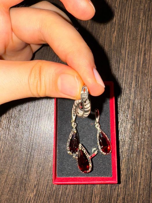 Серебряный набор с гранатом 925