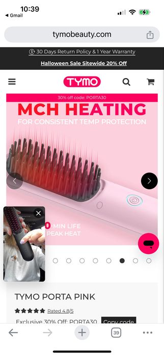 Почти неупотребявана мини четка за стилизиране на коса. Безкабелна.