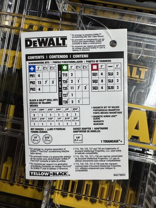 Dewalt Набор бит для шуруповерта, 100 шт, DWANGFT100SET