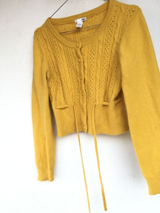 Дамска  кроп жилетка ангора 50% в цвят горчица