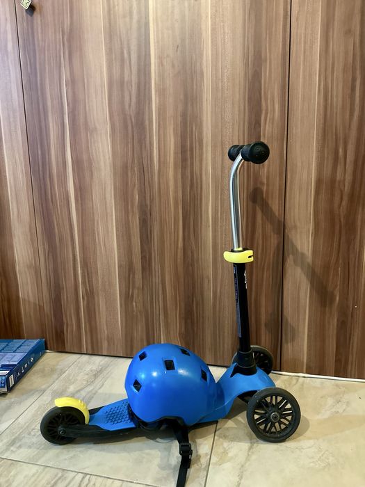 Trotinetă 3 roți Decathlon Oxelo si casca  Btwin B100 Albastru Copii