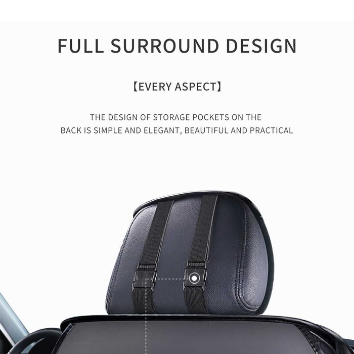 Кожена Тапицерия за Предни и Задни Седалки Черен Цвят,Син кант