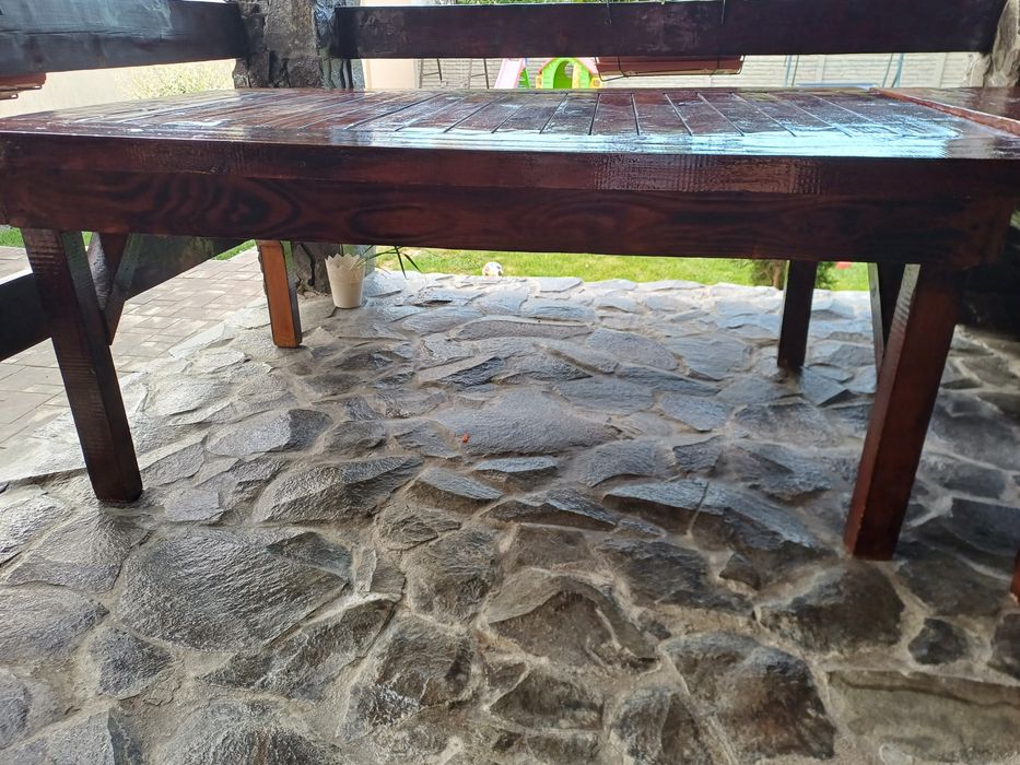 Masa de terasa rustica lemn 2 bucati