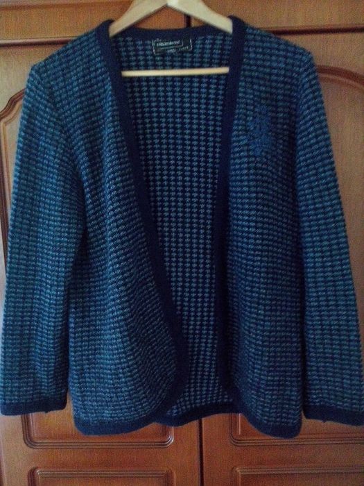 pulover femei cardigan 46,amestec lana,bleumarin cu gri bleu