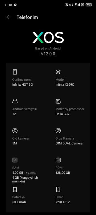 Infinix HOT 30i 128gb garantiya bor