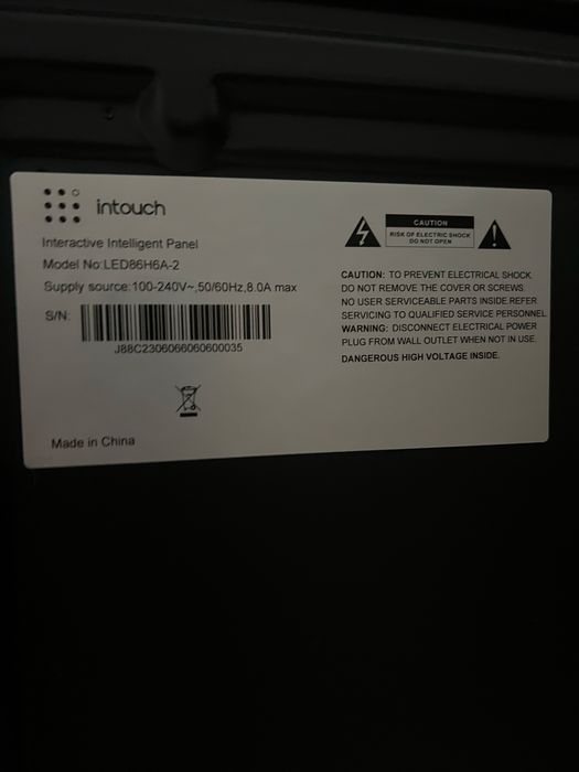 Intouch LED86H6A-2 86 dyuymli interaktiv smart doska (4K UHD)