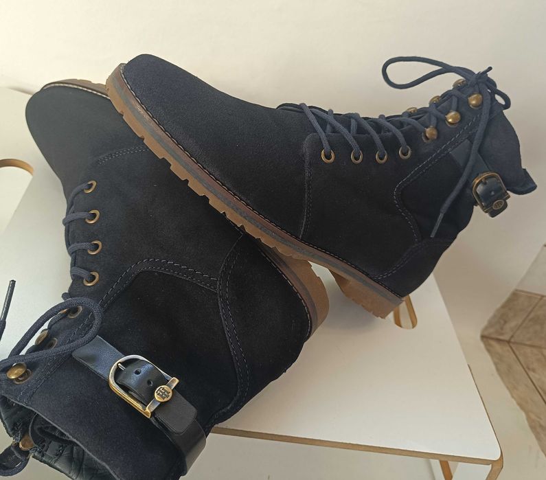 Ghete lace up 39.5 40 suede Tommy Hilfiger piele naturala moale