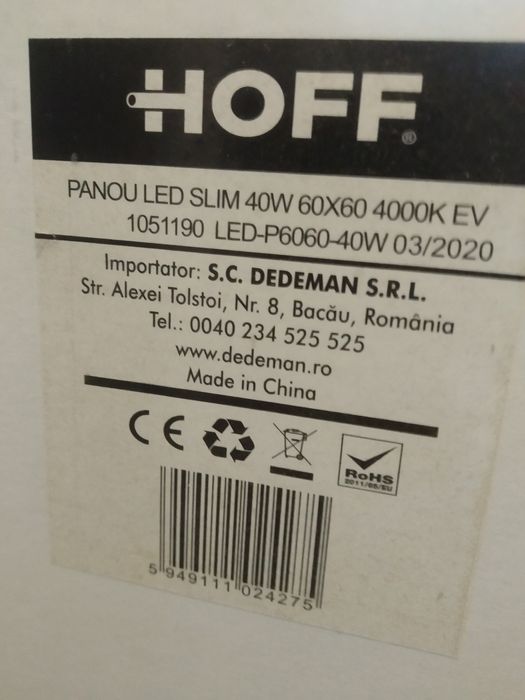 Panou led slim hoff 60x60 cm 40 wati - 6 bucati