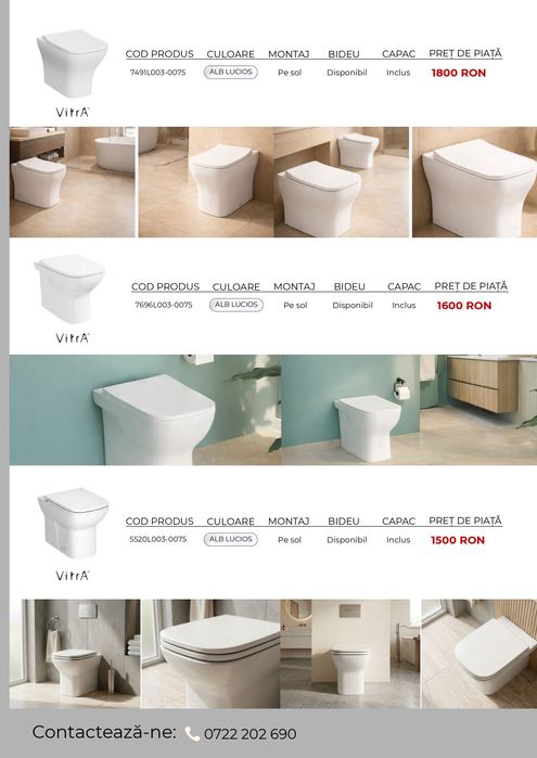 OBIECTE SANITARE PREMIUM ITALIA: chiuvete, wc-uri, bide-uri