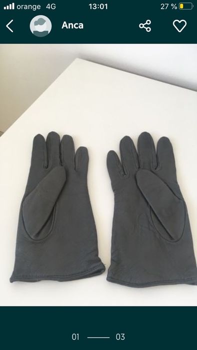 manusi de dama, din piele, gri