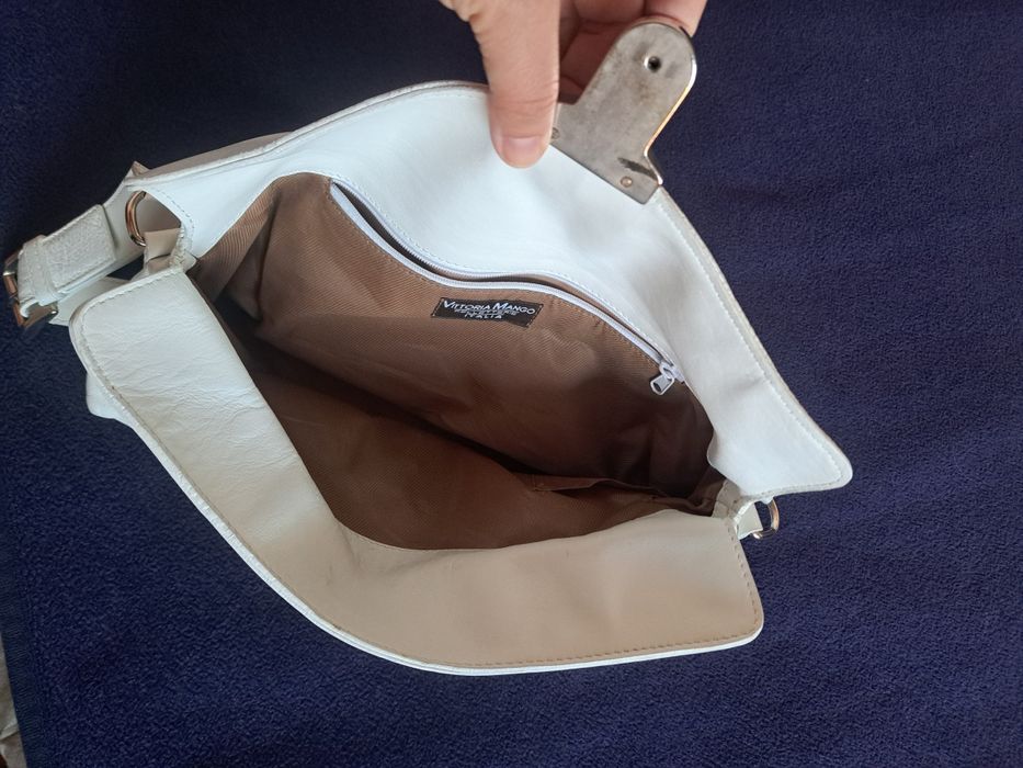 Чанта бяла естествена кожа Vittoria Mango, Italia