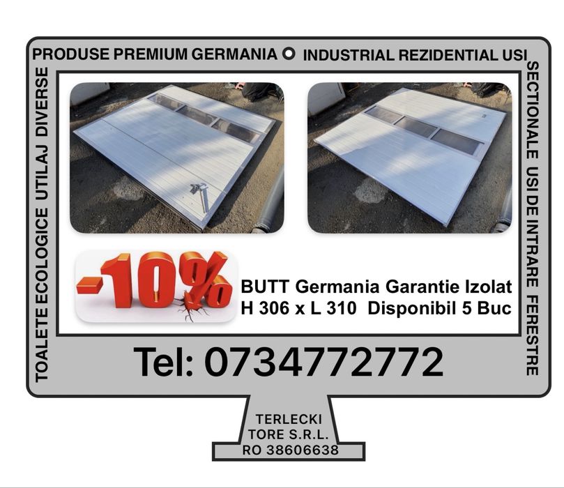 USA SECTIONALA  INDUSTRIALA poarta garaj  H 306 x L310  Garantie 6 buc