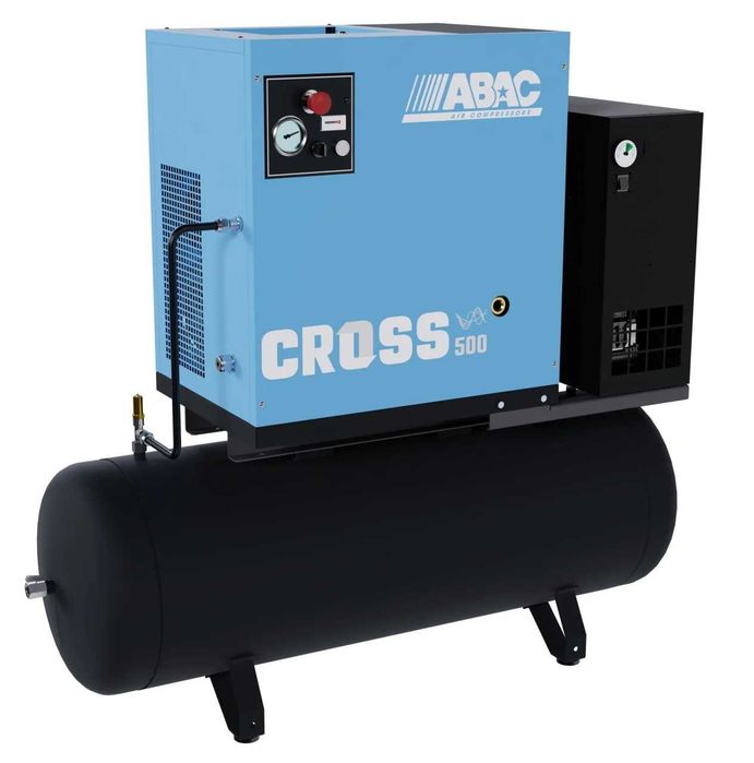 Compresor de aer profesional cu surub, cu uscator de aer - 4 kW, 516 L/min, 10 bari - Rezervor 200 Litri - ABAC-CROSS-500E-10-400/50-200-MEBB