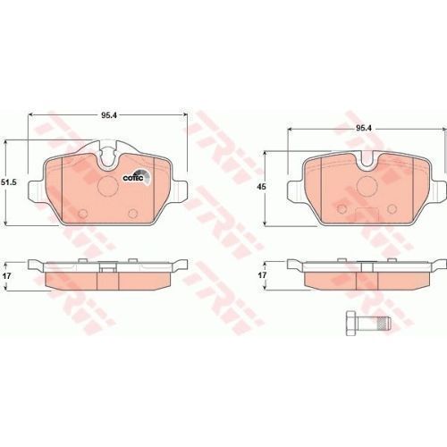 Placute frana Bmw Seria 1, 2006-2011, Seria 3, 2004-2011, Fiat Ducato Platou / Sasiu, 2006-, Mini Countryman, 2010-2016, Mini Paceman, TRW