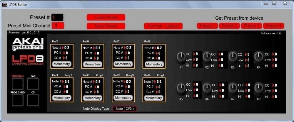 Akai LPD8 (MIDI controler, NEfolosit, pe USB, cu soft Akai)
