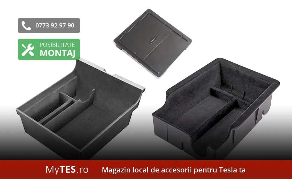 Cutii depozitare velur consola centrala - Tesla Model 3 / Y