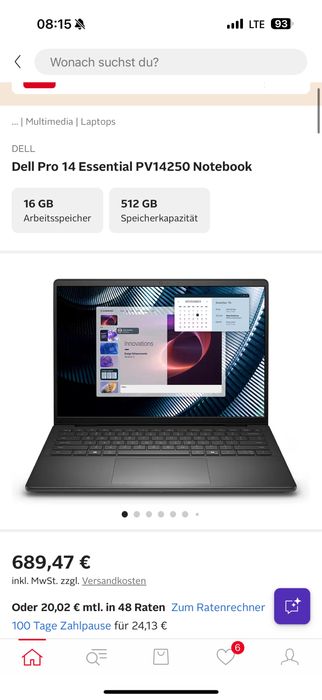 Dell 14 PRO 512 SSD, 16 RAM, procesor i5 NOU