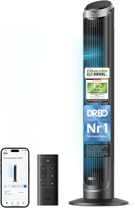 Ventilator turn smart cu oscilare 90 grade si functionare silentioasa DREO
