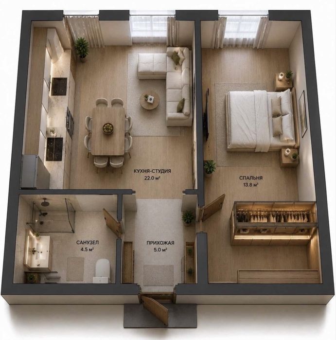 2/4/12 50 м², ЖК “Darkhan Residence”