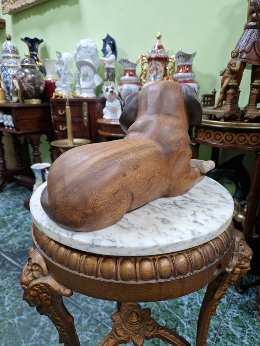 Уникална голяма антикварна английска дървена фигура статуетка