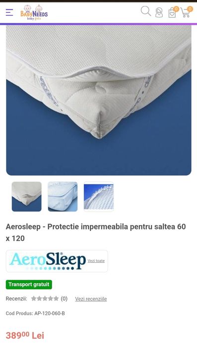 Protectie saltea bebe Aerosleep 60×120