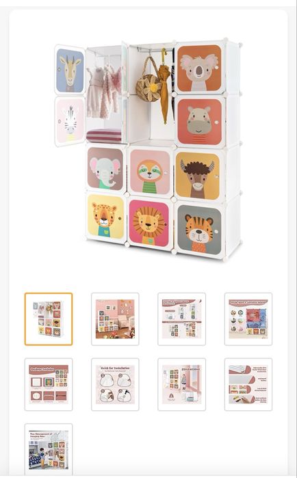 Lids wardrobe, 12 cubes and 2 clothes hanging rack