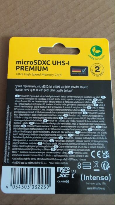Card de memorie Intenso microSDXC UHS-I Premium de 128 GB