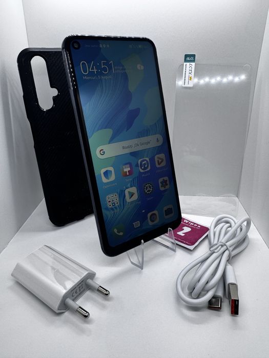Huawei Nova 5T Black – 128 gb - husa, folie si incarcator