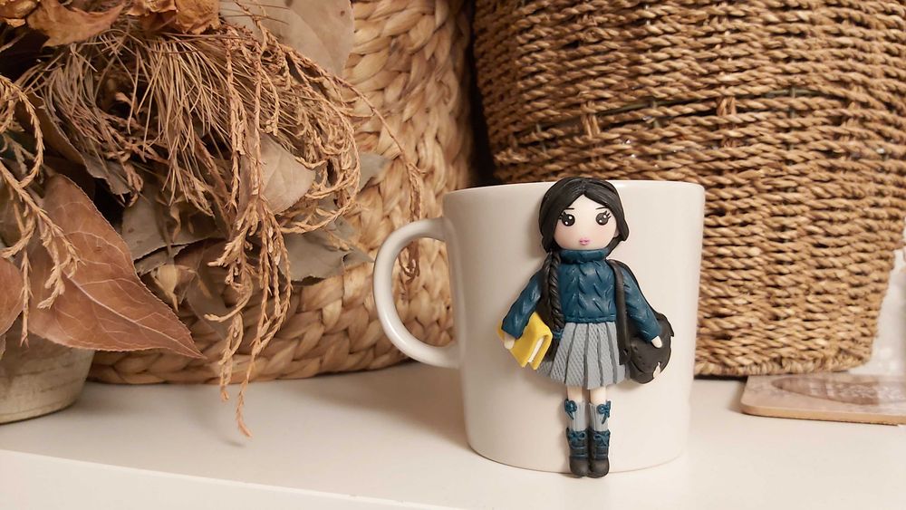 Cadou fetite/iubita cana papusa scolarita, eleva, studenta fimo