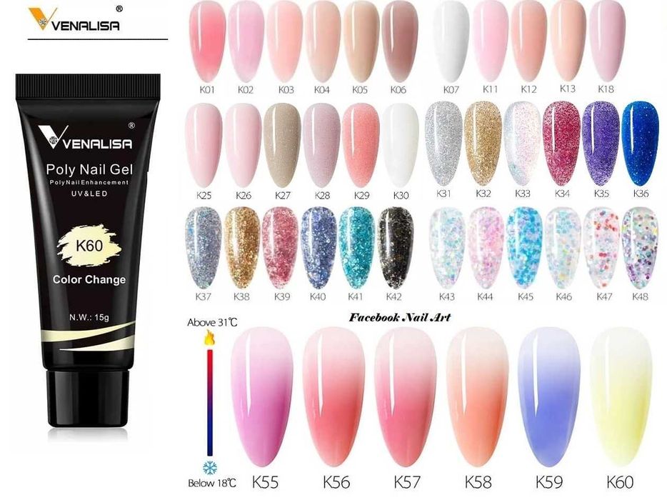 Venalisa PolyGel 15ml полигел термо , брокат , конфети , холограм
